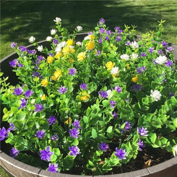 8pcs Artificial Greenery Plants Outdoor UV Resistant Fake Plastic Boxwood Shrubs - Picture 6 of 6